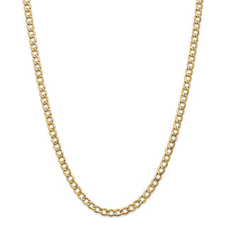 28" 14k Yellow Gold 5.25mm Semi-Solid Curb Chain Necklace