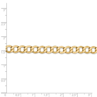 7" 14k Yellow Gold 6.5mm Semi-Solid Curb Chain Bracelet