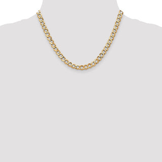 18" 14k Yellow Gold 6.5mm Semi-Solid Curb Chain Necklace