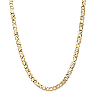 26" 14k Yellow Gold 6.5mm Semi-Solid Curb Chain Necklace
