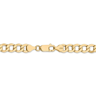 26" 14k Yellow Gold 7mm Semi-Solid Curb Chain Necklace