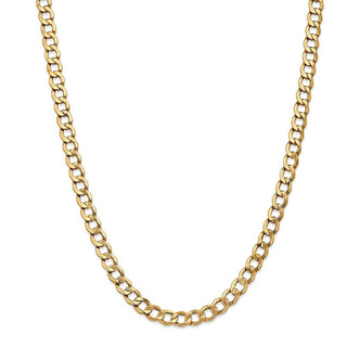 26" 14k Yellow Gold 7mm Semi-Solid Curb Chain Necklace