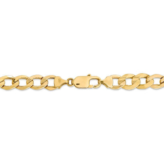 7" 14k Yellow Gold 9mm Semi-Solid Curb Chain Bracelet