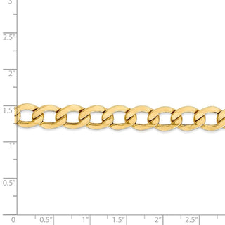 7" 14k Yellow Gold 9mm Semi-Solid Curb Chain Bracelet
