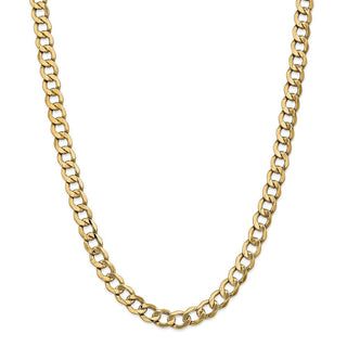 18" 14k Yellow Gold 9mm Semi-Solid Curb Chain Necklace