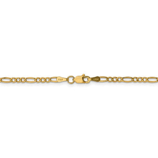 24" 14k Yellow Gold 2.5mm Semi-Solid Figaro Chain Necklace