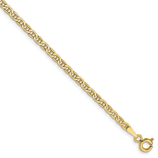 10" 14k Yellow Gold 2.4mm Semi-Solid Anchor Chain Anklet