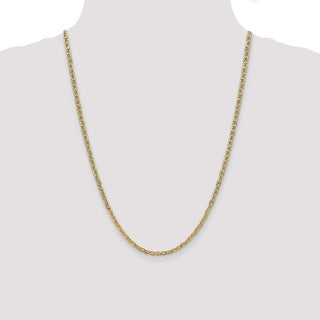 24" 14k Yellow Gold 3.2mm Semi-Solid Anchor Chain Necklace