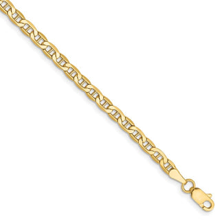 10" 14k Yellow Gold 3.2mm Semi-Solid Anchor Chain Anklet