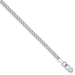 7" 14k White Gold 2.5mm Semi-Solid Curb Chain Bracelet