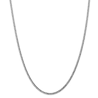 26" 14k White Gold 2.5mm Semi-Solid Curb Chain Necklace