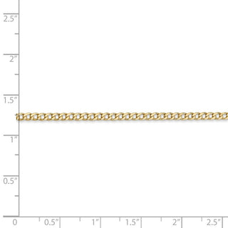 7" 14k Yellow Gold 2.5mm Semi-Solid Curb Chain Bracelet