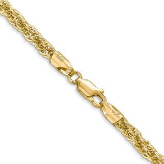 20" 14k Yellow Gold 3.3mm Diamond-cut Semi-Solid Rope Chain Necklace