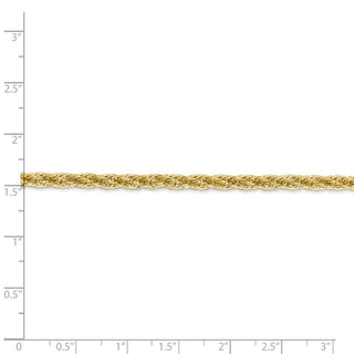 24" 14k Yellow Gold 3.3mm Diamond-cut Semi-Solid Rope Chain Necklace