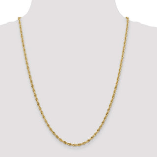 24" 14k Yellow Goldy 3.0mm Semi-Solid Rope Chain Necklace
