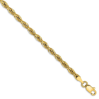 8" 14k Yellow Goldy 3.0mm Semi-Solid Rope Chain Bracelet