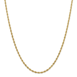 24" 14k Yellow Goldy 3.0mm Semi-Solid Rope Chain Necklace