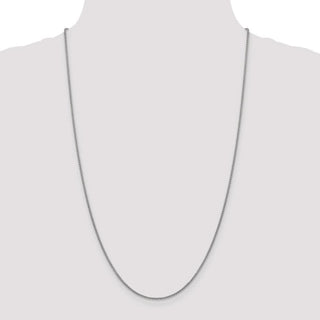 8" 14k White Gold 1.5mm Semi-Solid Round Box Chain Bracelet