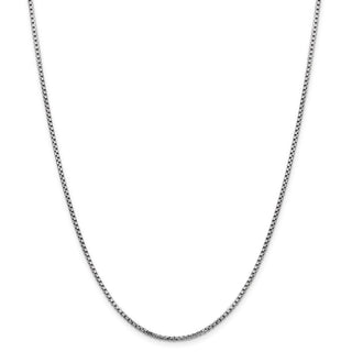 8" 14k White Gold 1.75mm Semi-Solid Round Box Chain Bracelet