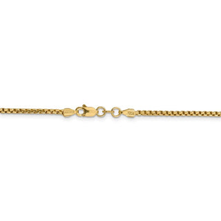 16" 14k Yellow Gold 1.75mm Semi-Solid Round Box Chain Necklace