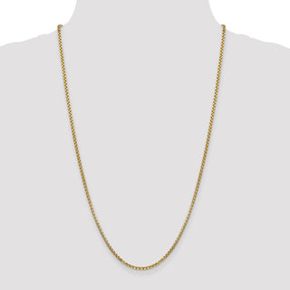 8" 14k Yellow Gold 2.45mm Semi-Solid Round Box Chain Bracelet
