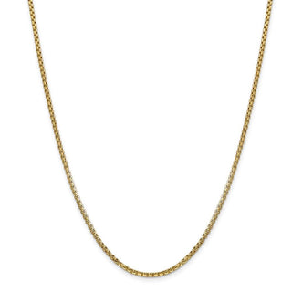 8" 14k Yellow Gold 2.45mm Semi-Solid Round Box Chain Bracelet