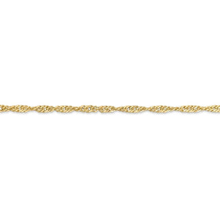 10" 14k Yellow Gold 2.75mm Lightweight Singapore Chain Anklet