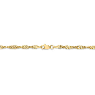 10" 14k Yellow Gold 2.75mm Lightweight Singapore Chain Anklet