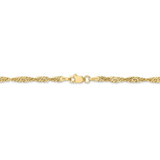 9" 14k Yellow Gold 2.75mm Lightweight Singapore Chain Anklet