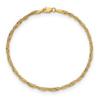 9" 14k Yellow Gold 2.75mm Lightweight Singapore Chain Anklet