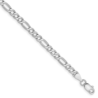 10" 14k White Gold 3.5mm Semi-Solid Figaro Chain Anklet