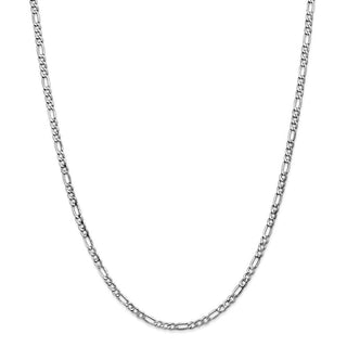 26" 14k White Gold 3.5mm Semi-Solid Figaro Chain Necklace