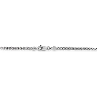 24" 14k White Gold 2.45mm Semi-Solid Round Box Chain Necklace
