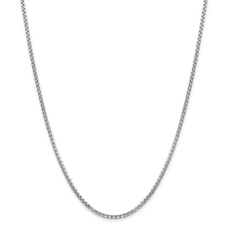 30" 14k White Gold 2.45mm Semi-Solid Round Box Chain Necklace