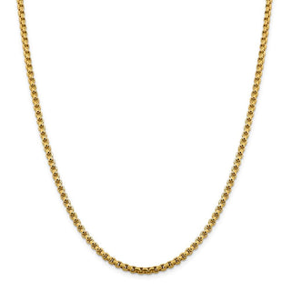 30" 14k Yellow Gold 3.6mm Semi-Solid Round Box Chain Necklace
