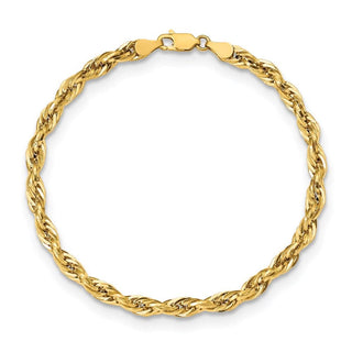8" 14k Yellow Goldy 4.75mm Semi-Solid Rope Chain Bracelet