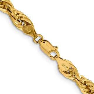 22" 14k Yellow Gold 5.4mm Semi-Solid Rope Chain Necklace