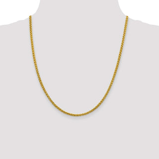 22" 14k Yellow Gold 3.45mm Semi-solid Wheat Chain Necklace