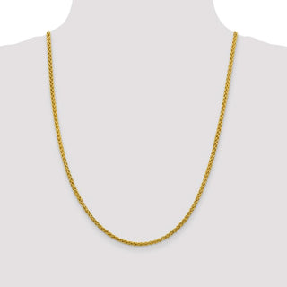 24" 14k Yellow Gold 3.45mm Semi-solid Wheat Chain Necklace