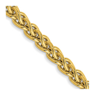 22" 14k Yellow Gold 3.45mm Semi-solid Wheat Chain Necklace