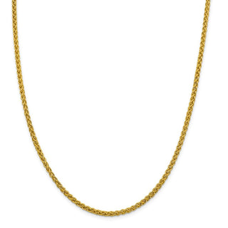 24" 14k Yellow Gold 3.45mm Semi-solid Wheat Chain Necklace
