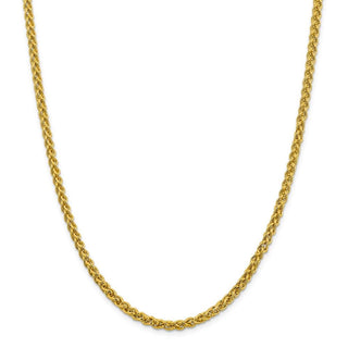 24" 14k Yellow Gold 4.15mm Semi-solid Wheat Chain Necklace
