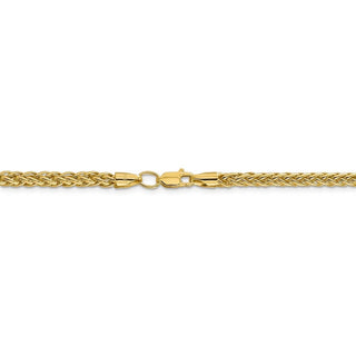 24" 14k Yellow Gold 4.3mm Semi-solid 3-Wire Wheat Chain Necklace