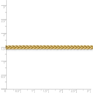 24" 14k Yellow Gold 4.3mm Semi-solid 3-Wire Wheat Chain Necklace