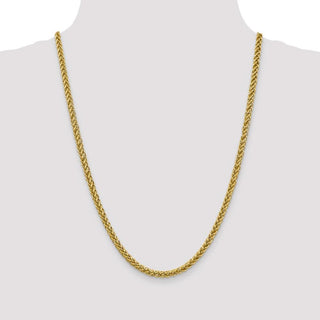 24" 14k Yellow Gold 4.65mm Semi-solid 3-Wire Wheat Chain Necklace