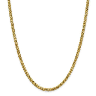 26" 14k Yellow Gold 4.65mm Semi-solid 3-Wire Wheat Chain Necklace