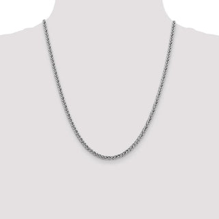 22" 14k White Gold 4.3mm Semi-solid 3-Wire Wheat Chain Necklace