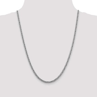 24" 14k White Gold 4.3mm Semi-solid 3-Wire Wheat Chain Necklace