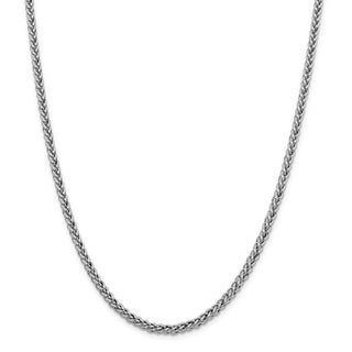 24" 14k White Gold 4.3mm Semi-solid 3-Wire Wheat Chain Necklace