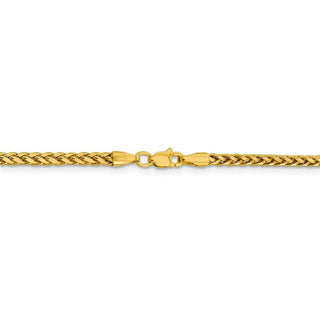 20" 14k Yellow Gold 2.5mm Semi-solid Diamond-cut Wheat Chain Necklace